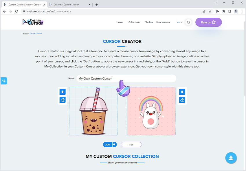 Set Name for Custom Cursor.