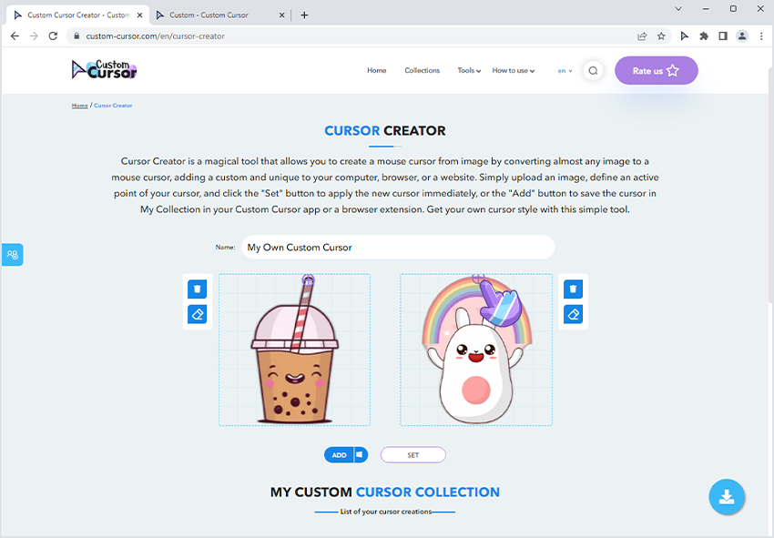 Setting an active point in Custom Cursor.