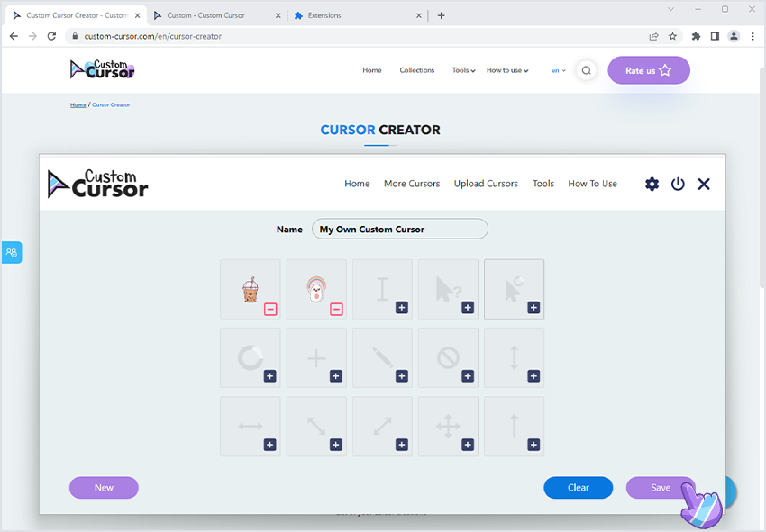 Editing the cursor pack from My Custom Cursor - Save.