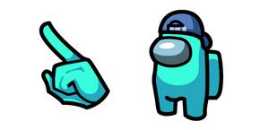 Among Us Cyan Character in Backwards Cap cursor