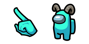 Among Us Cyan Character in Ram Horns Hat cursor