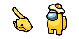 Among Us Yellow Character in Fried Egg Hat Cursor