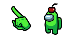 Among Us Lime Character in Cherry Hat Cursor