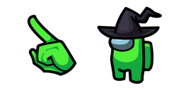 Among Us Lime Character in Witch Hat Cursor