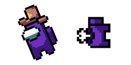 Among Us Pixel Purple Character in Sheriff Hat and Dead Body Cursor