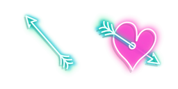 Blue Arrow and Pink Heart with Arrow Neon Cursor