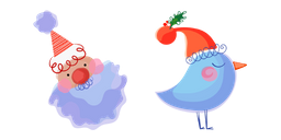 Christmas Aquarelle Santa and Bird Cursor