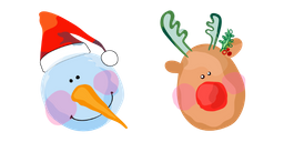 Christmas Aquarelle Snowman and Deer Cursor