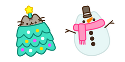 Christmas Tree Pusheen and Snowman Cursor