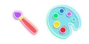 Colorful Brush and Palette Neon Cursor