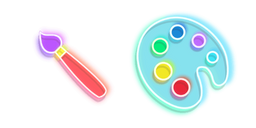 Colorful Brush and Palette Neon Cursor