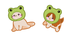 Cute Cat in Frog's Hat Cursor