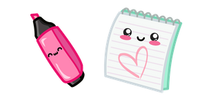 Cute Highlighter Pen and Notebook Curseur