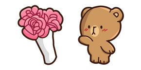 Cute Mocha Bear and Flowers Cursor