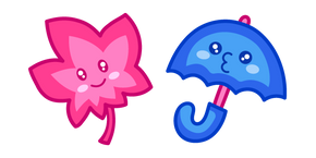 Cute Pink Leaf and Blue Umbrella Cursor