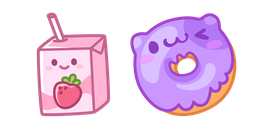 Cute Strawberry Milk and Donut Cursor