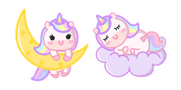 Cute Unicorn on the Moon and Cloud Cursor