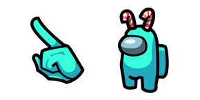 Among Us Cyan Character in Candy Canes Curseur