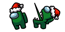 Among Us Green Impostor in Santa Hat Cursor