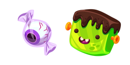 Halloween Candy Eyeball and Jelly Frankenstein Cursor