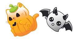 Halloween Cat and Ghost Bat  Cursor