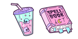 Halloween Witch Cocktail and Spell Book Cursor