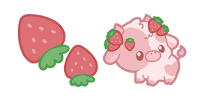 Kawaii Strawberry Cow and Strawberries Cursor