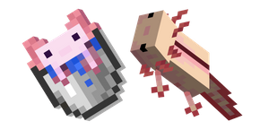 Minecraft Axolotl and Bucket of Axolotl cursor