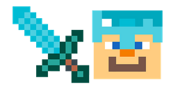 Minecraft Diamond Sword and Diamond Armor Steve Cursor