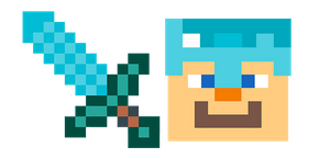 Minecraft Diamond Sword and Diamond Armor Steve Curseur