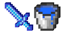 Minecraft Water Bucket and Sword Cursor
