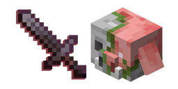 Minecraft Zombified Piglin and Sword Cursor