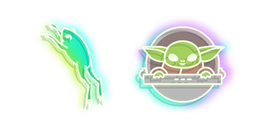 Neon Baby Yoda and Frog Cursor