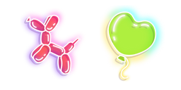 Neon Balloon Dog and Heart Cursor