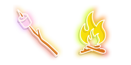 Marshmallow Stick and Bonfire Neon Cursor