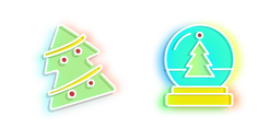 Neon Christmas Tree and Snowball Cursor