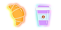 Neon Croissant and Coffee Cursor