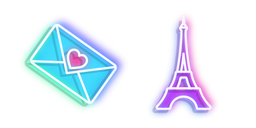 Neon Eiffel Tower and Love Letter Cursor