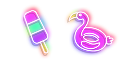 Neon Flamingo Swim Ring and Frozen Juice Cursor
