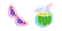 Neon Sunglasses and Coconut Drink Cursor