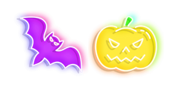 Neon Bat and Jack-o'-Lantern Cursor