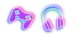 Neon Headphones and Joystick Cursor
