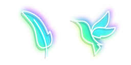 Neon Hummingbird and Feather Cursor