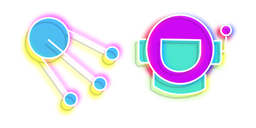 Neon Satellite and Astronaut Helmet Cursor