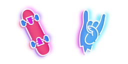 Neon Skateboard and Rock Hand Cursor