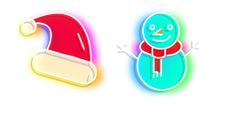 Neon Snowman and Santa's Hat Cursor