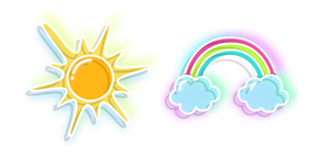 Neon Sun and Rainbow Cursor