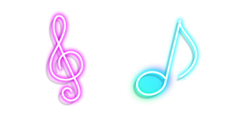 Neon Treble Clef and Note Cursor
