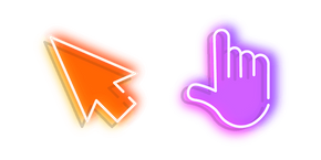 Orange Arrow and Purple Hand Neon Cursor
