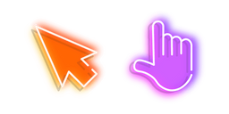 Orange Arrow and Purple Hand Neon Cursor